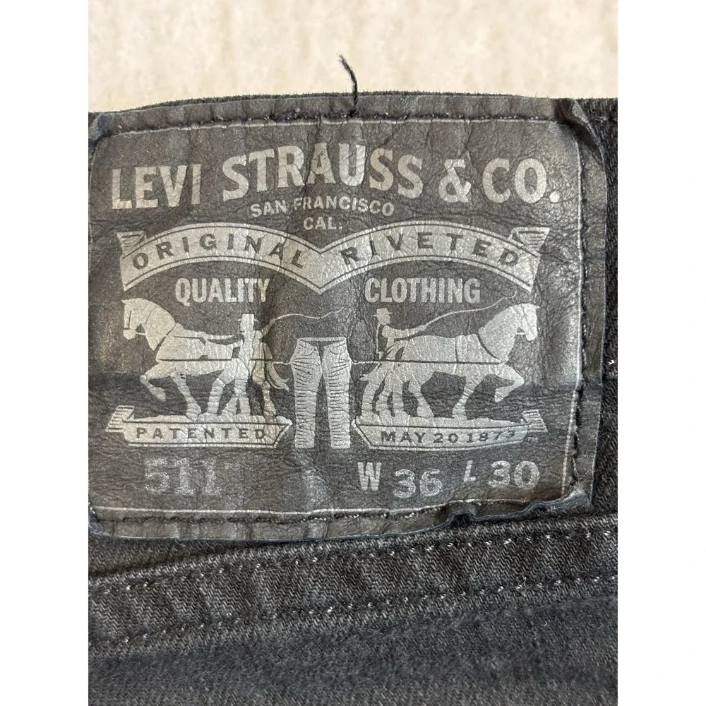 Levi's 511 Men's 36X30 Sexy Slim‎ Fit Black Straight Leg Jeans Workwear Everyday